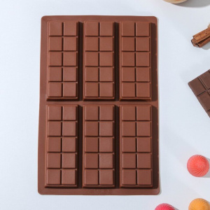Силиконовый молд ПЛИТКА для дубайского шоколада КУБИКИ (6 ячеек 11,5х4,5х1см)