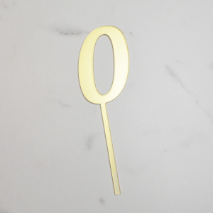 Топпер акриловый зеркальный ЦИФРА 0 золото