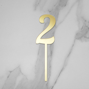 Топпер акриловый зеркальный ЦИФРА 2 золото