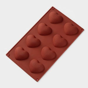 Силиконовая форма ПУПЫРЧАТОЕ СЕРДЦЕ 8 ячеек