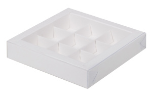 Коробка на 9 конфет с прозрачной крышкой 155х155х30мм