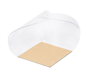 Коробка для МОТИ и хао-бао ПРОЗРАЧНАЯ с золотой подложкой 100х100х100мм