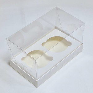 Коробка на 2 капкейка с прозрачной крышкой 180х100х100мм