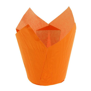 Бумажные капсулы Тюльпан 50х80 мм АПЕЛЬСИНОВЫЕ (20 штук)