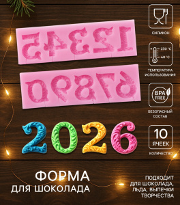 Силиконовый молд ЦИФРЫ С УЗОРОМ на палочке 16,6х10,5см