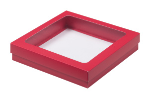 Коробка для клубники в шоколаде 200х200х40мм КРАСНАЯ МАТОВАЯ