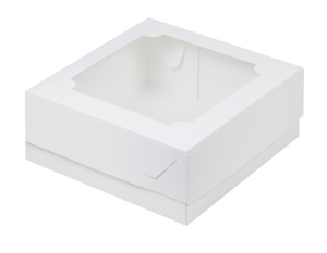 Коробка 160х160х70мм для зефира с окном БЕЛАЯ