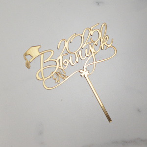 Топпер акриловый зеркальный на палочке ВЫПУСК 2025 №1 ЗОЛОТО