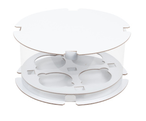 Коробка на 4 капкейка ТУБУС ПРЕМИУМ 200х200х100мм БЕЛАЯ