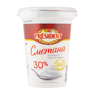 Сметана PRESIDENT 30% 350 грамм