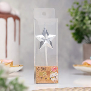 Свеча для торта ЗВЕЗДА серебро 10см