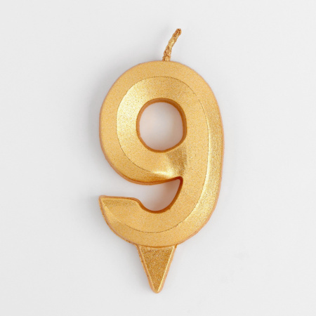 Свеча восковая "Грань" ЗОЛОТО цифра 9