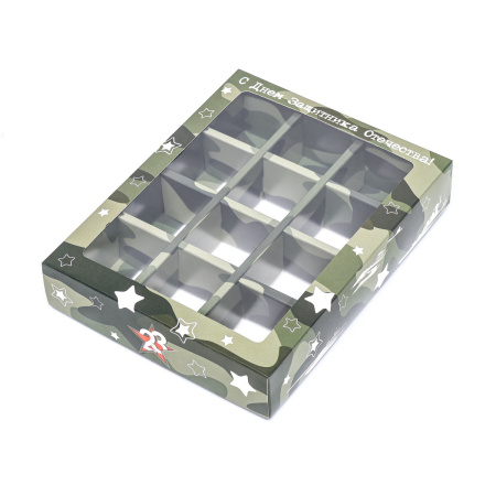 Коробка на 12 конфет КАМУФЛЯЖ 19х15х3,6см