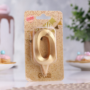 Свеча восковая "Грань" ЗОЛОТО цифра 0