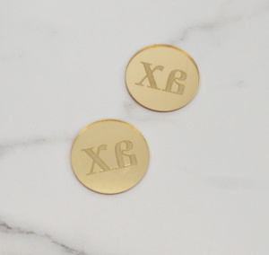 Топпер акриловый зеркальный БИРКА "ХВ" 3,5см золото