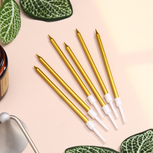 Свечи в торт ШАЙН золото 10см 6 штук