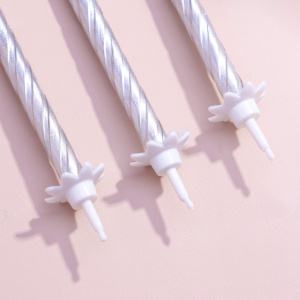 Свечи в торт Спираль СЕРЕБРО металлик 6см 10 штук