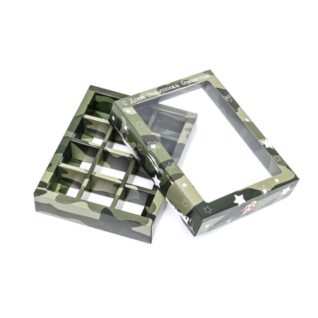 Коробка на 12 конфет КАМУФЛЯЖ 19х15х3,6см